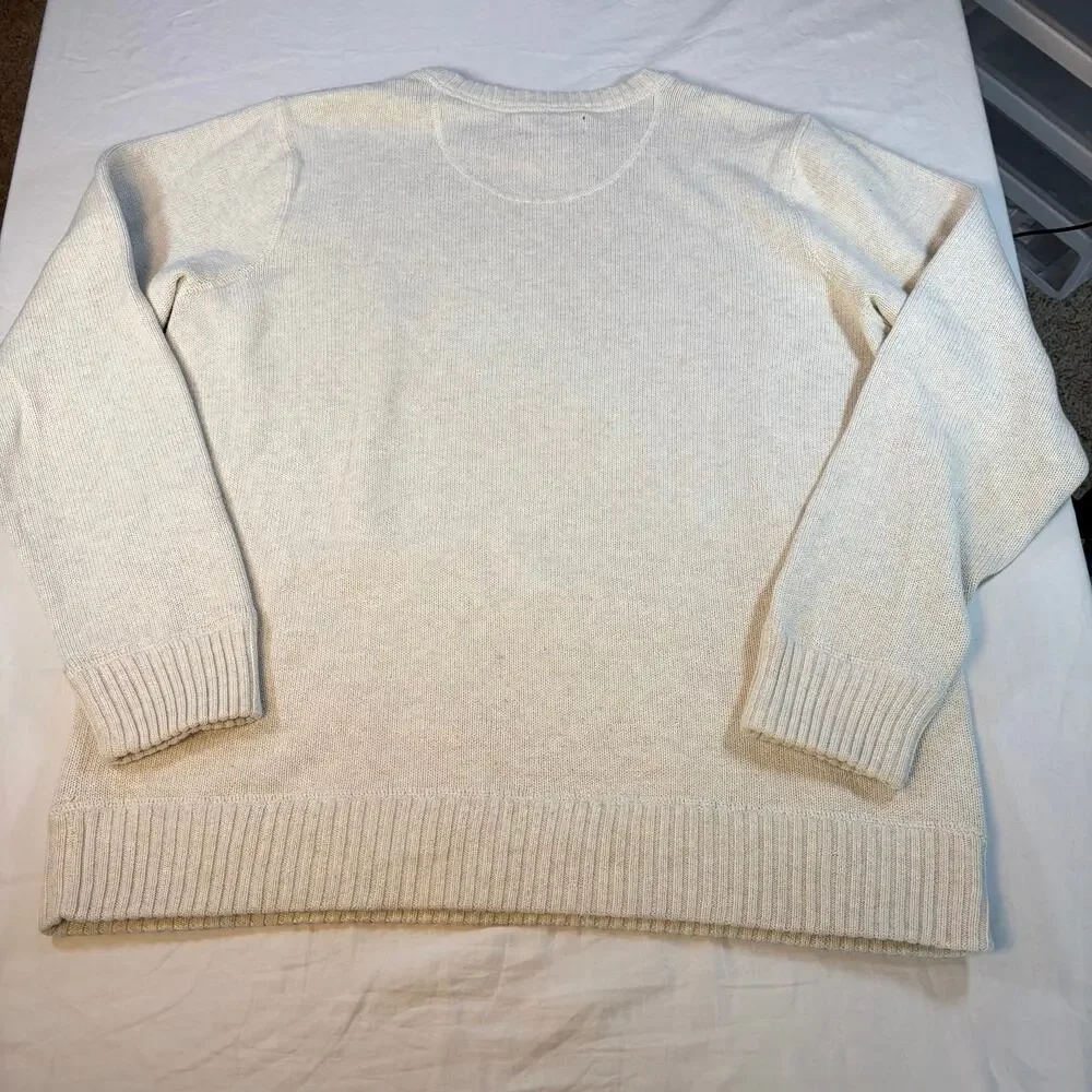 Eddie Bauer Mens cream combed cotton sweater. crew neck. Size L. preppy, classic - Picture 3 of 3